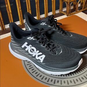 Hoka Black and White Athletic Shoes